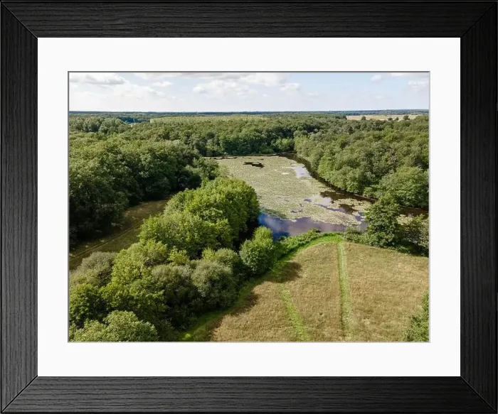 Framed Print : Aerial view of a pond in Loire Valley, France Framed Print : Aerial view of a pond in Loire Valley, France