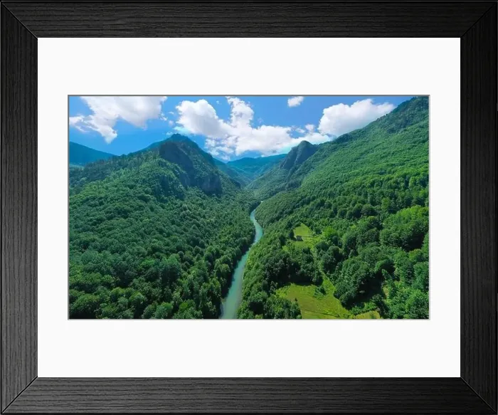 Framed Print : Tara river in the mountains of Montenegro, aerial view Framed Print : Tara river in the mountains of Montenegro, aerial view
