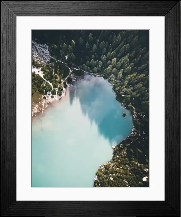 Framed Print : Aerial view of Lago di Sorapis, Dolomites, Italy Framed Print : Aerial view of Lago di Sorapis, Dolomites, Italy