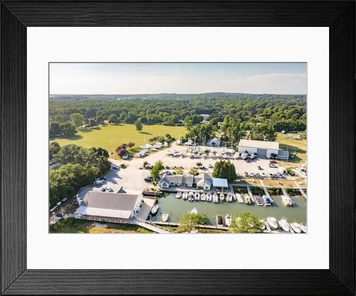 Framed Print : Aerial view of the island boatyard, Inc Framed Print : Aerial view of the island boatyard, Inc