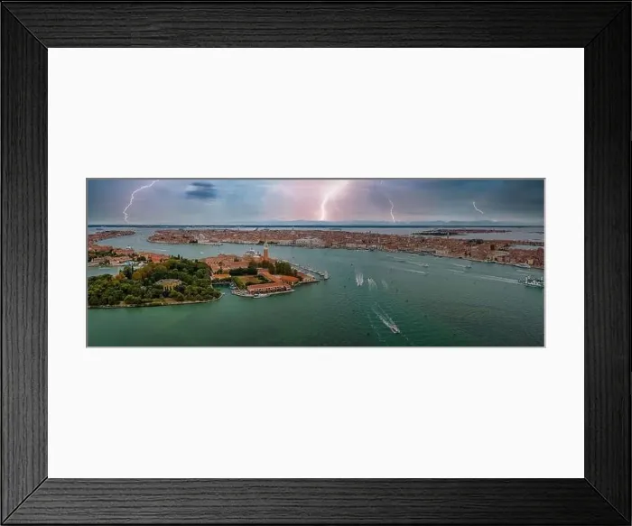 Framed Print : Panorama aerial photo of San Giorgio Maggiore island in Venice Framed Print : Panorama aerial photo of San Giorgio Maggiore island in Venice