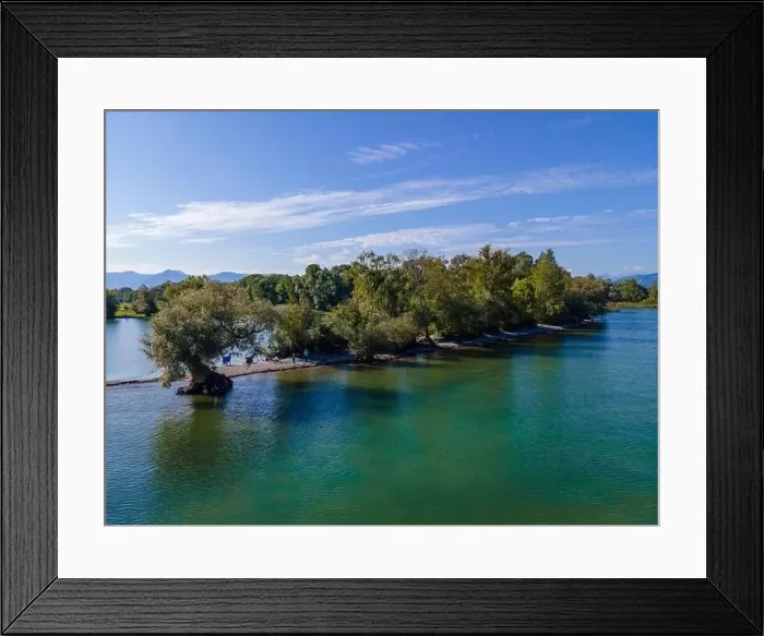 Framed Print : Aerial shot with a drone of the local recreation area at the Wocherhafen at the Lake Constance in Austria Framed Print : Aerial shot with a drone of the local recreation area at the Wocherhafen at the Lake Constance in Austria