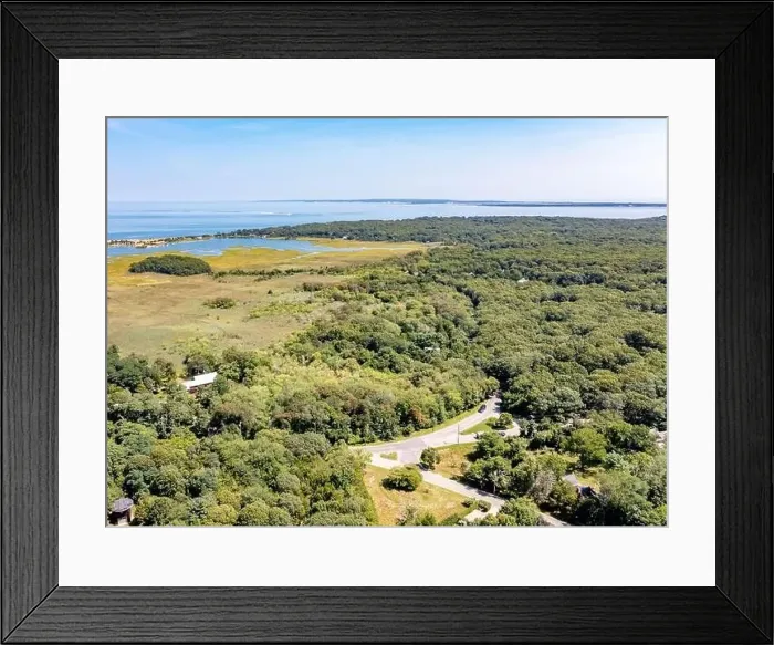 Framed Print : Aerial view of the intersection of Old Stone Highway, Accabonac Road and Neck Path, East Hampton, NY Framed Print : Aerial view of the intersection of Old Stone Highway, Accabonac Road and Neck Path, East Hampton, NY