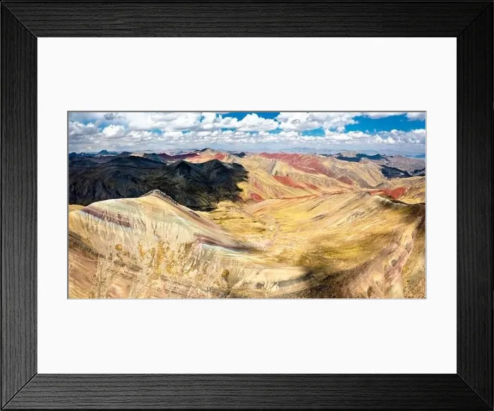 Framed Print : Aerial view of Palccoyo Rainbow Mountains in Peru Framed Print : Aerial view of Palccoyo Rainbow Mountains in Peru