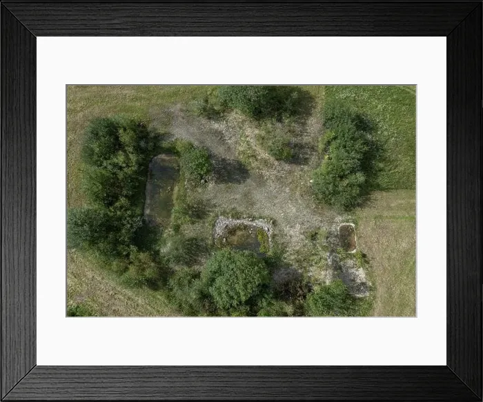Framed Print : Top down aerial view at three ponds with green trees Framed Print : Top down aerial view at three ponds with green trees