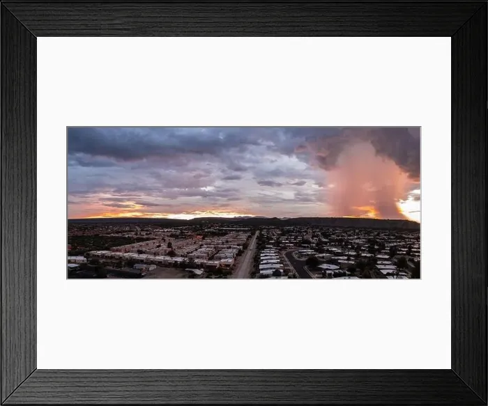 Framed Print : Monsoon rain over houses in Green Valley, Arizona Framed Print : Monsoon rain over houses in Green Valley, Arizona