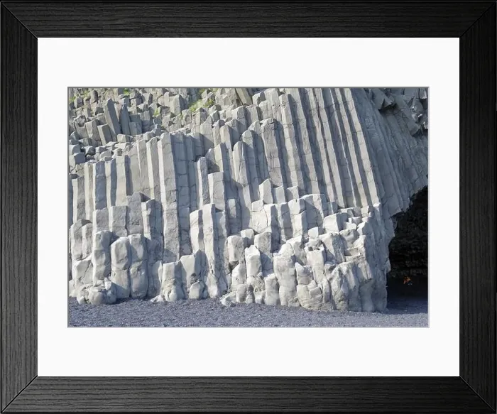 Framed Print : Basalt formations on a dark beach, Reynisfjare cave, Vik, South Iceland, Iceland Framed Print : Basalt formations on a dark beach, Reynisfjare cave, Vik, South Iceland, Iceland