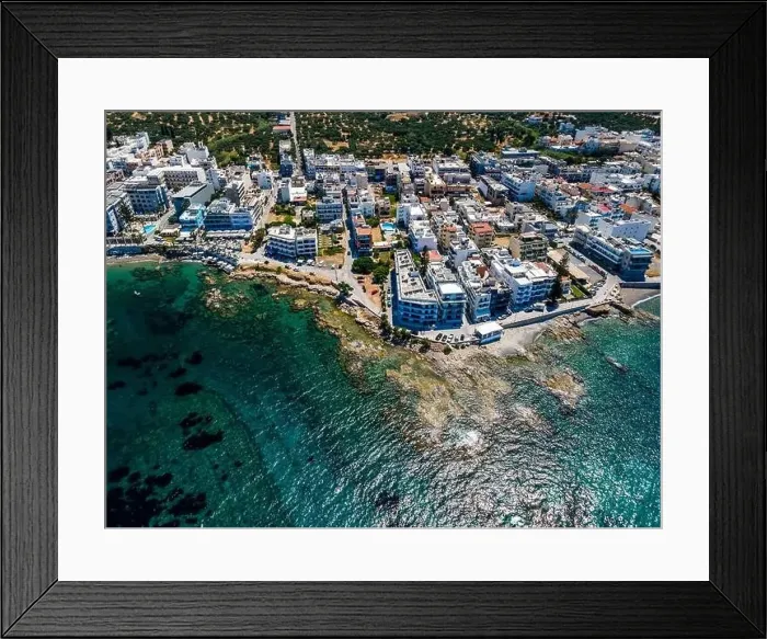 Framed Print : Aerial top view by drone of cretan landscape with sea Framed Print : Aerial top view by drone of cretan landscape with sea