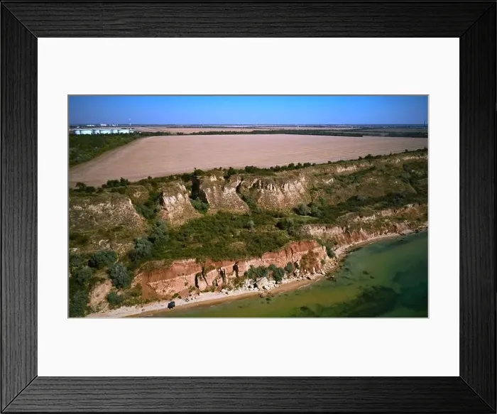 Framed Print : Panorama landslide in Yuzhny in.Odessa region, Ukraine. Drone footage, natural light Framed Print : Panorama landslide in Yuzhny in.Odessa region, Ukraine. Drone footage, natural light