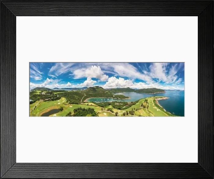 Framed Print : beautiful aerial view of the Clearwater Bay Golf and Country Club, Hong Kong, Summer