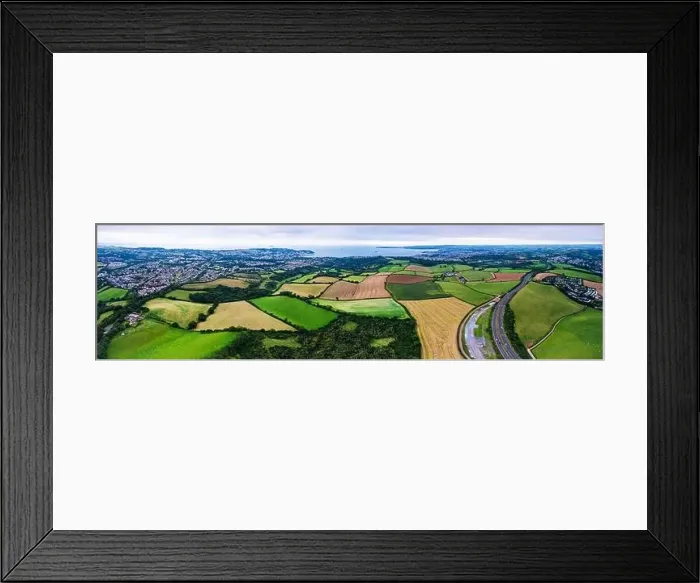 Framed Print : Drone Photography - Panorama of Fields and Meadows over Torquay, Devon, England, Europe Framed Print : Drone Photography - Panorama of Fields and Meadows over Torquay, Devon, England, Europe