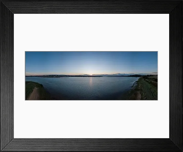 Framed Print : Aerial panoramic of a sunset over the River Deben in Suffolk in the UK Framed Print : Aerial panoramic of a sunset over the River Deben in Suffolk in the UK
