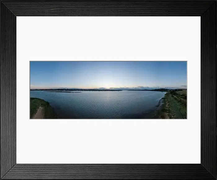 Framed Print : Aerial panoramic of a sunset over the River Deben in Suffolk in the UK Framed Print : Aerial panoramic of a sunset over the River Deben in Suffolk in the UK