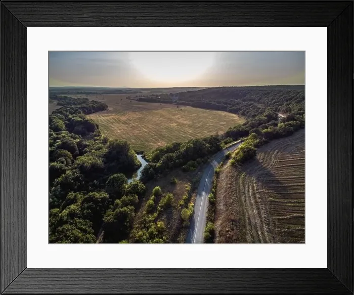 Framed Print : Road crossing the farmlands in eastern Bulgaria Framed Print : Road crossing the farmlands in eastern Bulgaria