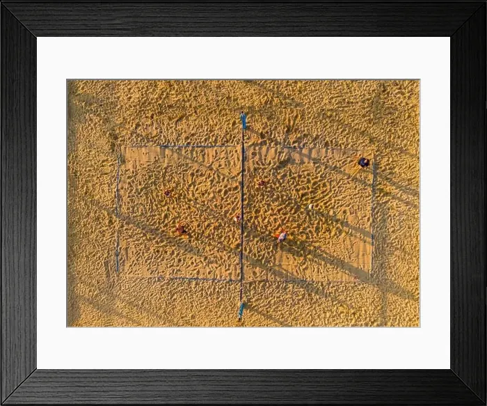 Framed Print : Beach Volleyball Fields in Public Urban Park. Top Down Abstract Aerial Drone View Framed Print : Beach Volleyball Fields in Public Urban Park. Top Down Abstract Aerial Drone View