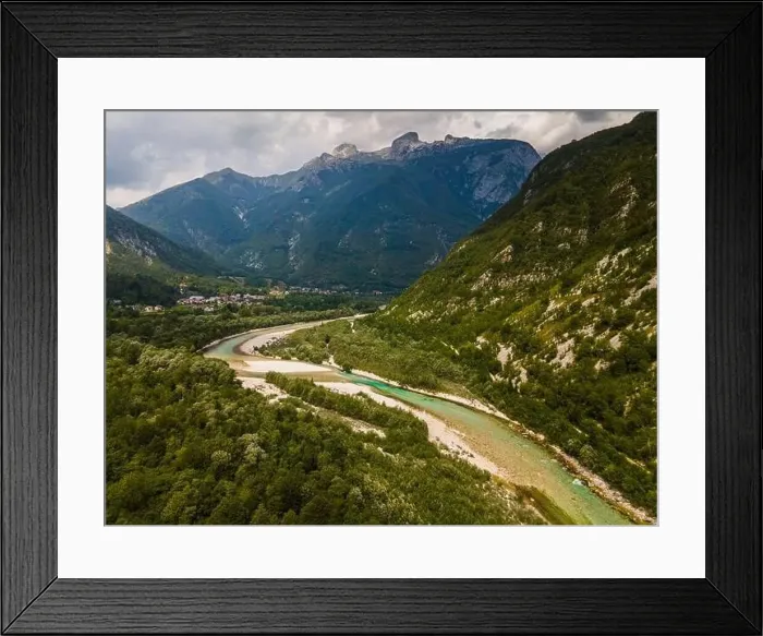 Framed Print : Soca River Valley in Slovenia. Alpine Landscape near Bovec Framed Print : Soca River Valley in Slovenia. Alpine Landscape near Bovec
