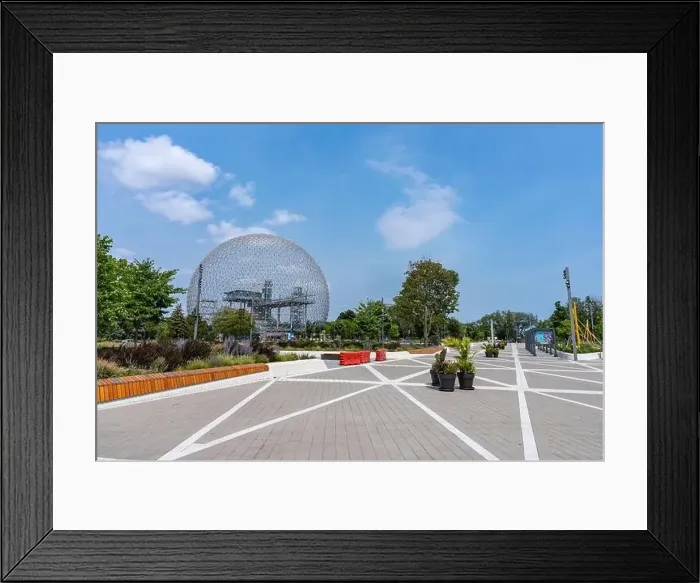 Framed Print : Aerial view of Montreal Biosphere in summer sunny day Framed Print : Aerial view of Montreal Biosphere in summer sunny day