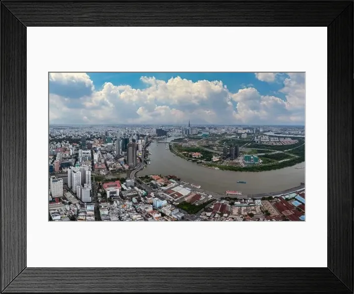 Framed Print : Aerial view of Ho Chi Minh city in the cloudy day Framed Print : Aerial view of Ho Chi Minh city in the cloudy day