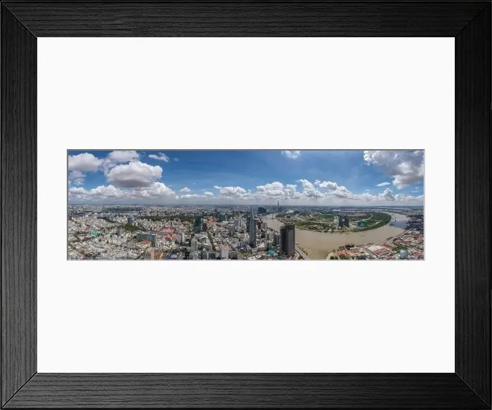 Framed Print : Panoramic photo of Ho Chi Minh city and Saigon river in the cloudy day Framed Print : Panoramic photo of Ho Chi Minh city and Saigon river in the cloudy day