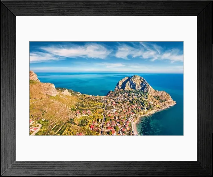 Framed Print : View from flying drone. Gorgeous morning view of Zafferano cape Framed Print : View from flying drone. Gorgeous morning view of Zafferano cape