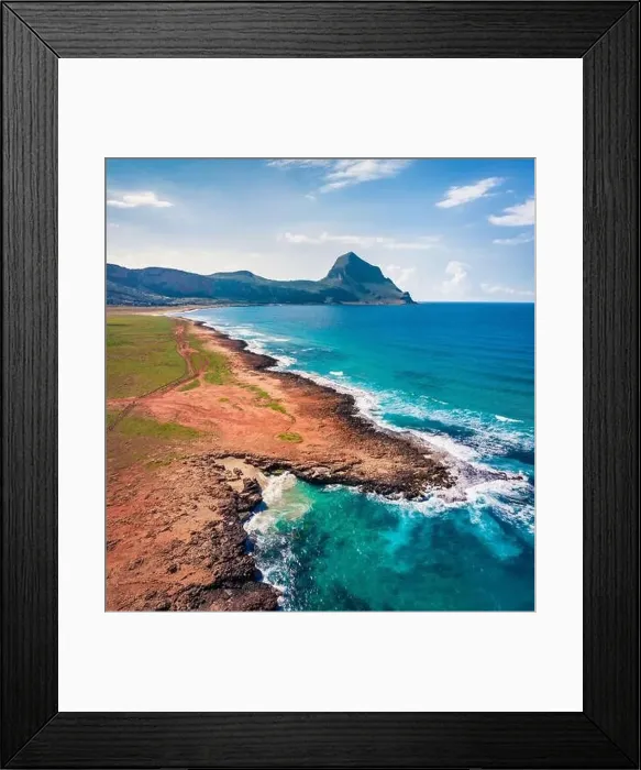Framed Print : View from flying drone. Breathtaking spring scene of Monte Cofano National Park Framed Print : View from flying drone. Breathtaking spring scene of Monte Cofano National Park
