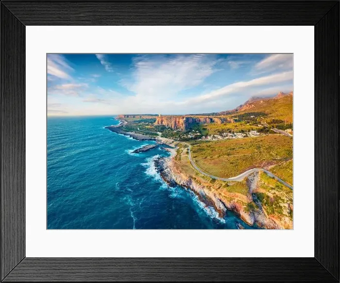 Framed Print : View from flying drone. Gorgeous spring scene of Sicily Framed Print : View from flying drone. Gorgeous spring scene of Sicily