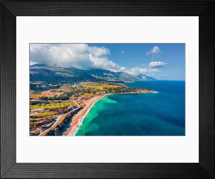 Framed Print : View from flying drone. Splendid morning view of popular italian destination - Guidaloca beach