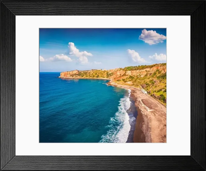 Framed Print : View from flying drone. Amazing spring view of Torre Conca beach