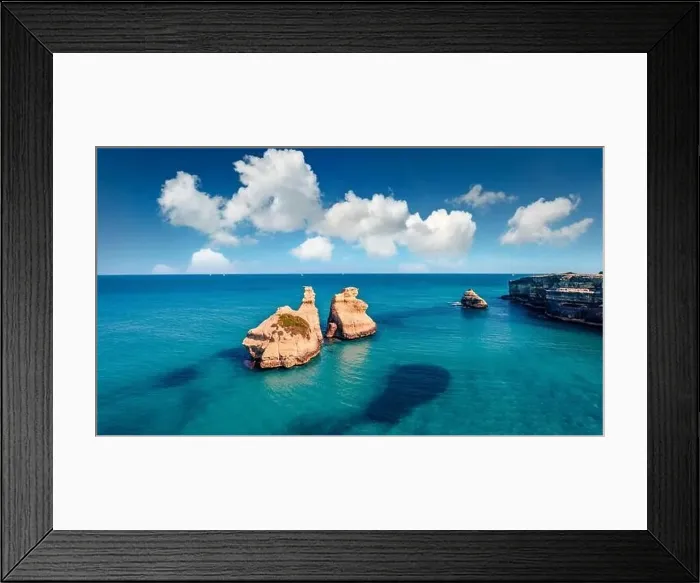 Framed Print : View from flying drone. Impressive spring view of popular scenic spot - Le Due Sorelle Framed Print : View from flying drone. Impressive spring view of popular scenic spot - Le Due Sorelle