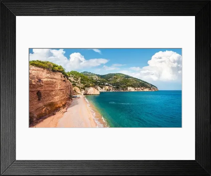 Framed Print : View from flying drone. Attractive summer view of popular tourist destination - Mattinatella beach (Fontana delle Rose) Framed Print : View from flying drone. Attractive summer view of popular tourist destination - Mattinatella beach (Fontana delle Rose)