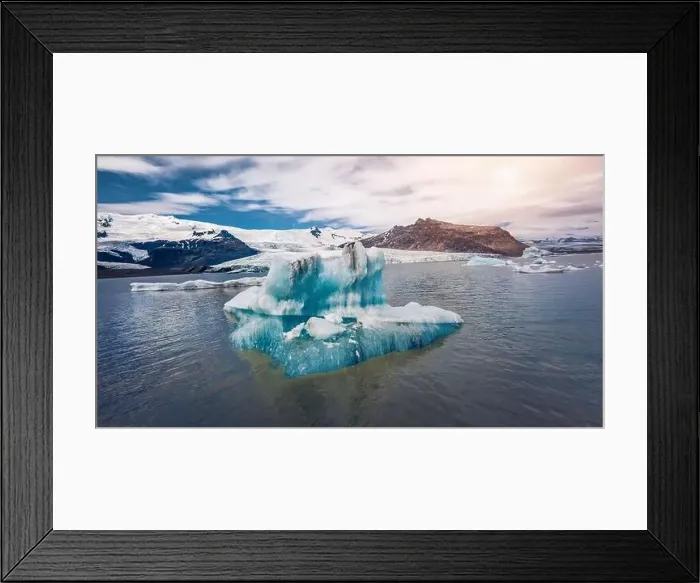 Framed Print : View from flying drone. Floating of blue icebergs in Jokulsarlon Glacier Lagoon Framed Print : View from flying drone. Floating of blue icebergs in Jokulsarlon Glacier Lagoon