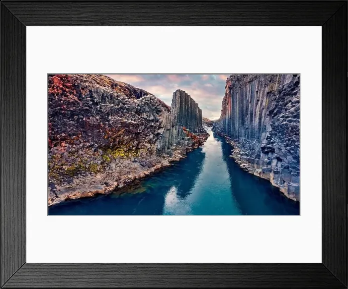 Framed Print : View from flying drone of Studlagil Canyon Framed Print : View from flying drone of Studlagil Canyon