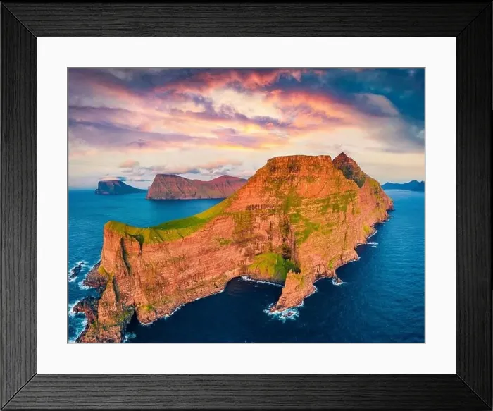 Framed Print : View from flying drone. Incredible sunset on Kallur Lighthouse Framed Print : View from flying drone. Incredible sunset on Kallur Lighthouse
