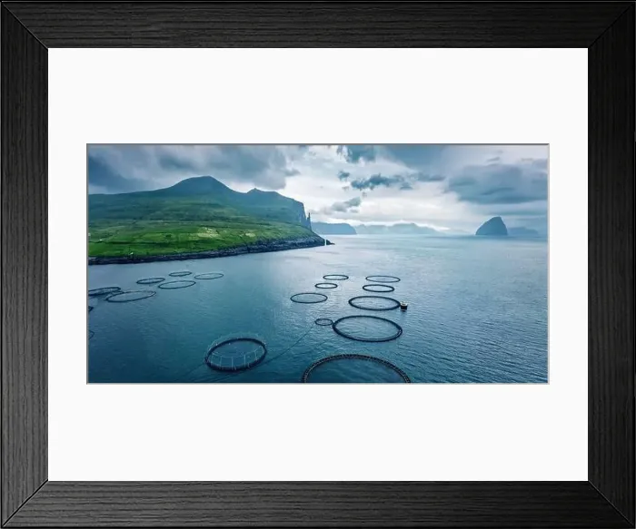 Framed Print : View from flying drone. Dramatic summer scene of Trollkonufingur cliffs on Vagar island Framed Print : View from flying drone. Dramatic summer scene of Trollkonufingur cliffs on Vagar island