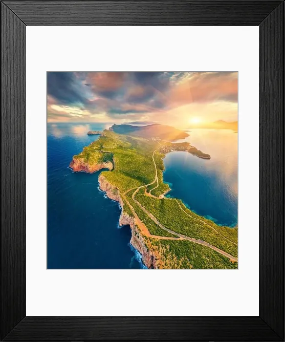 Framed Print : View from flying drone. Colorful summer view of Caccia cape Framed Print : View from flying drone. Colorful summer view of Caccia cape