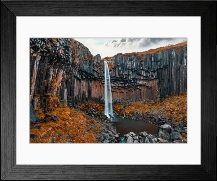 Framed Print : View from flying drone. Gorgeous morning view of famous Svartifoss (Black Fall) Waterfall Framed Print : View from flying drone. Gorgeous morning view of famous Svartifoss (Black Fall) Waterfall