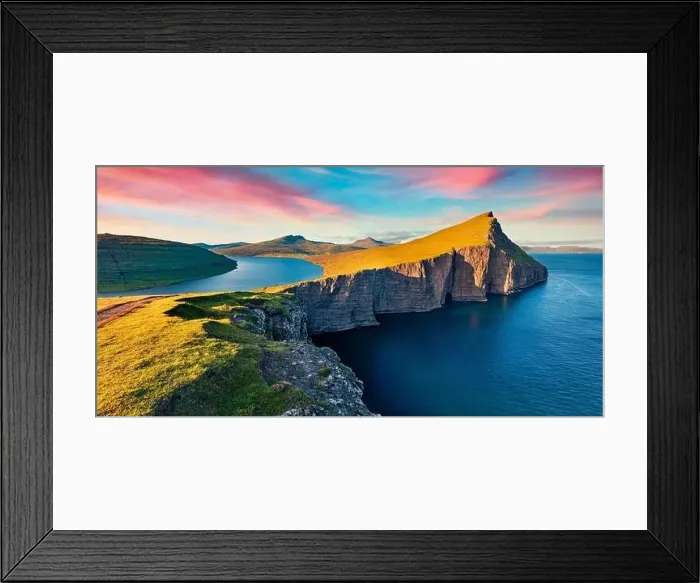 Framed Print : Panoramic morning view of Sorvagsvatn lake Framed Print : Panoramic morning view of Sorvagsvatn lake