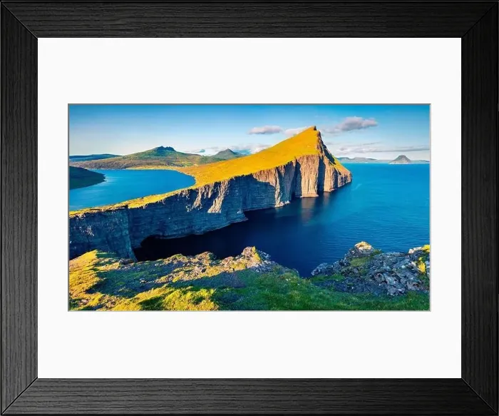 Framed Print : Sunny morning view of Sorvagsvatn lake Framed Print : Sunny morning view of Sorvagsvatn lake