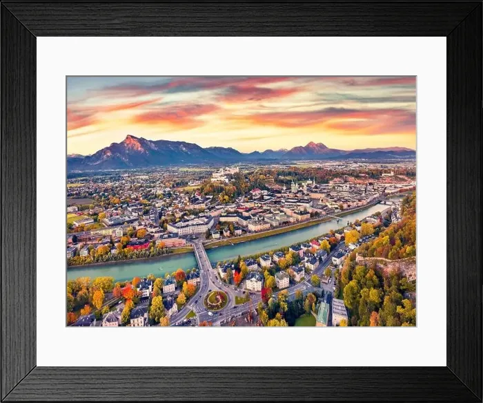 Framed Print : View from flying drone. Aerial cityscape of Salzburg Framed Print : View from flying drone. Aerial cityscape of Salzburg