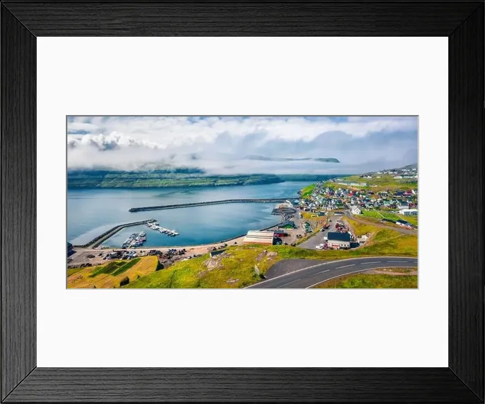 Framed Print : View from flying drone. Amazing morning cityscape of Eidi town Framed Print : View from flying drone. Amazing morning cityscape of Eidi town