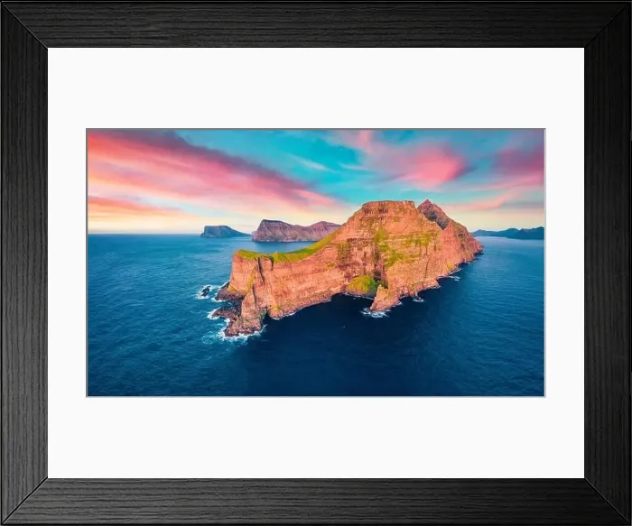 Framed Print : View from flying drone. Stunning sunset on Kallur Lighthouse Framed Print : View from flying drone. Stunning sunset on Kallur Lighthouse