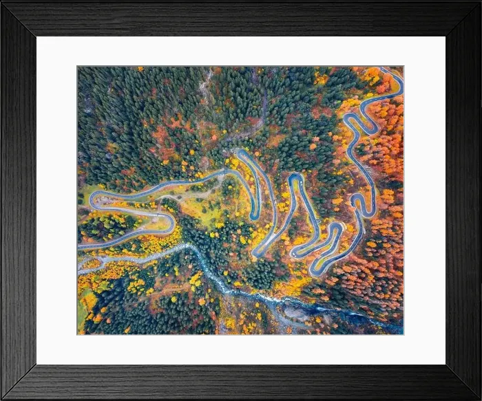 Framed Print : Straight-down view from flying drone of Maloya pass Framed Print : Straight-down view from flying drone of Maloya pass