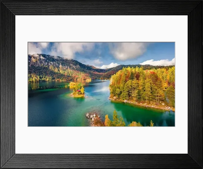 Framed Print : Small house with red roof on the small island Framed Print : Small house with red roof on the small island