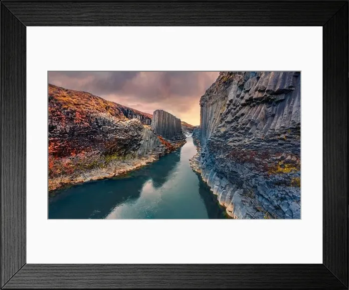 Framed Print : View from flying drone of Studlagil Canyon Framed Print : View from flying drone of Studlagil Canyon