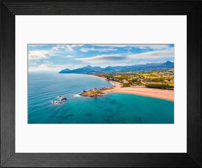Framed Print : View from flying drone. Incredible summer view of Torre di Bari tower