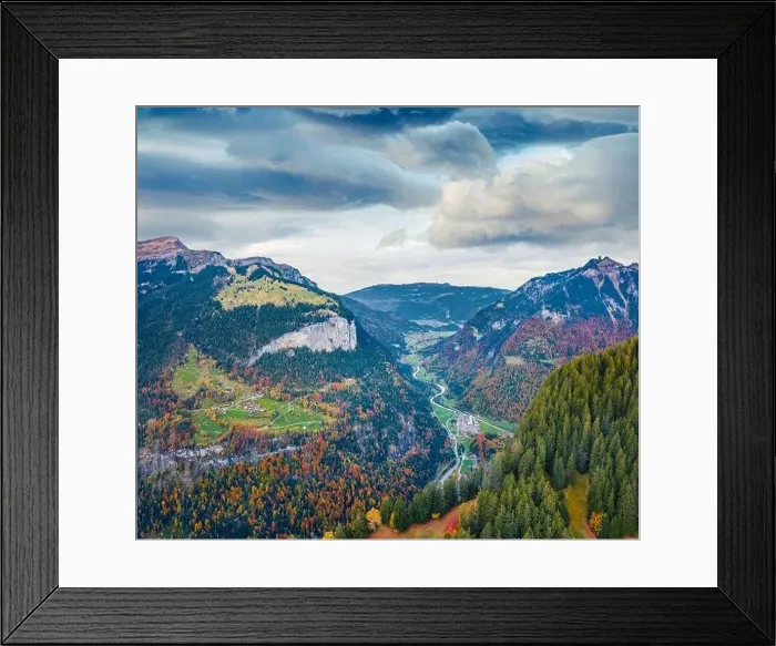 Framed Print : View from flying drone of Gsteigwiler village Framed Print : View from flying drone of Gsteigwiler village