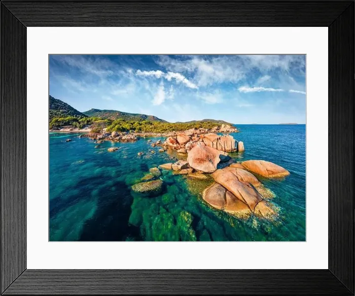 Framed Print : View from flying drone. Superb spring view of Tamaricciu beach Framed Print : View from flying drone. Superb spring view of Tamaricciu beach