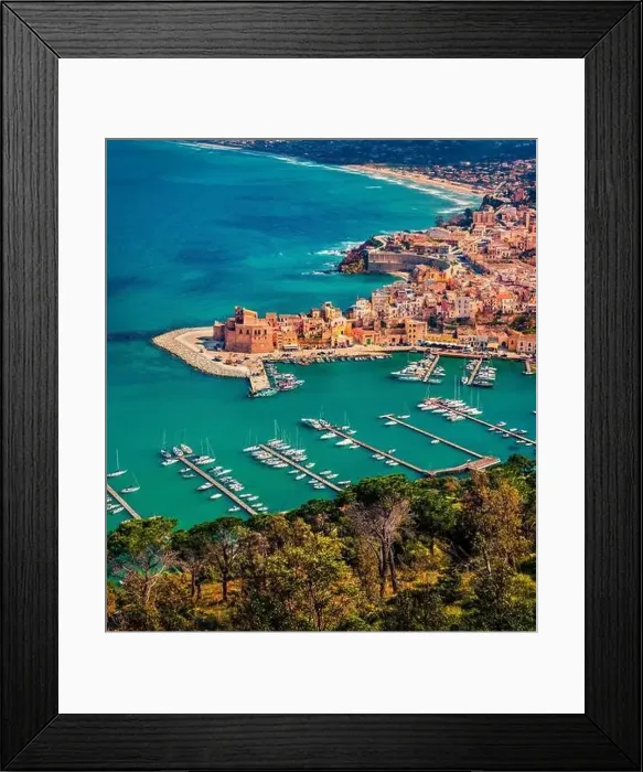 Framed Print : Aerial morning cityscape of Castellammare del Golfo town Framed Print : Aerial morning cityscape of Castellammare del Golfo town