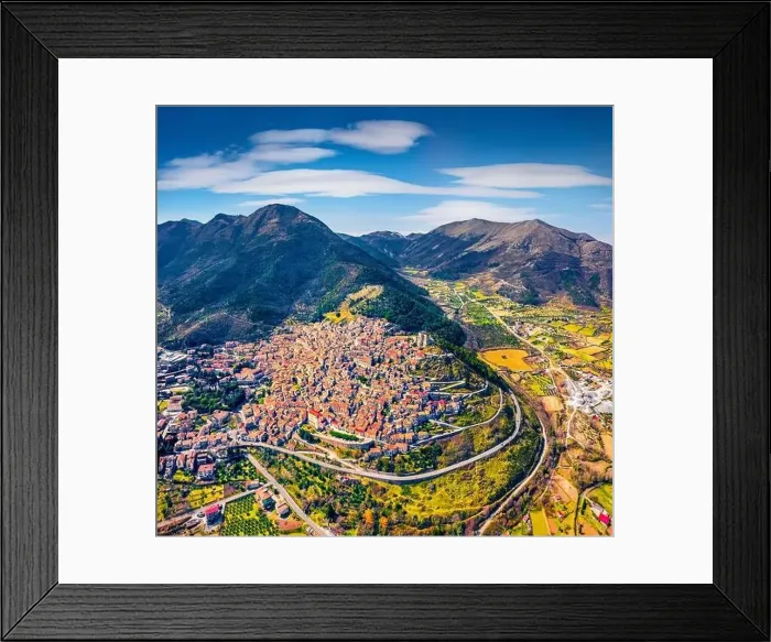 Framed Print : View from flying drone of Morano Calabro town Framed Print : View from flying drone of Morano Calabro town