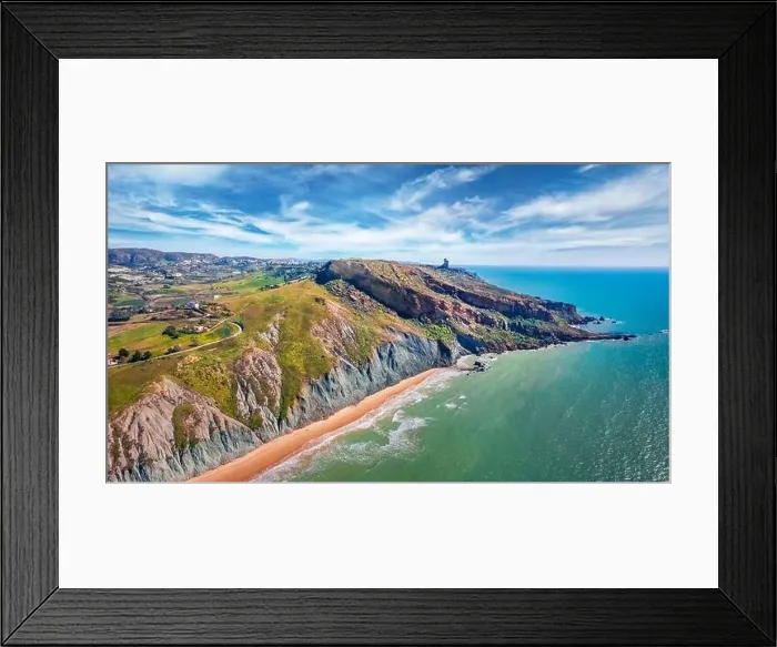 Framed Print : Sunny summer view from flying drone of Giallonardo Beach Framed Print : Sunny summer view from flying drone of Giallonardo Beach